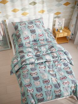 Пододеяльник бязь Сказка "Стиляги (мята)" 1,5-спальный на молнии 145x205 см