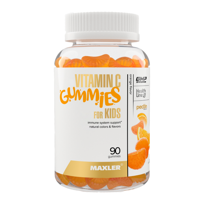 Витамин C для детей &quot;Апельсин&quot;, Vitamin C For Kids Orange 500 mg, Maxler, 90 жевательных пастилок