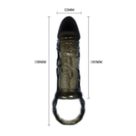 Закрытая насадка на фаллос с кольцом для мошонки - 15 см.