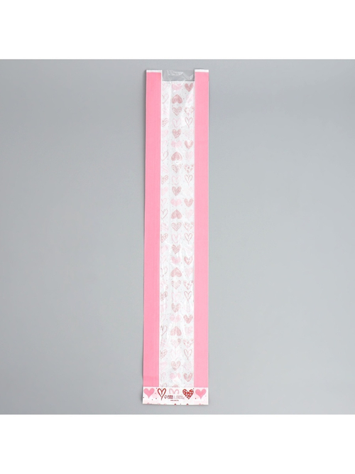 Пакет бумажный фасовочный «Сердечки» 11×57.5×4 см с окном