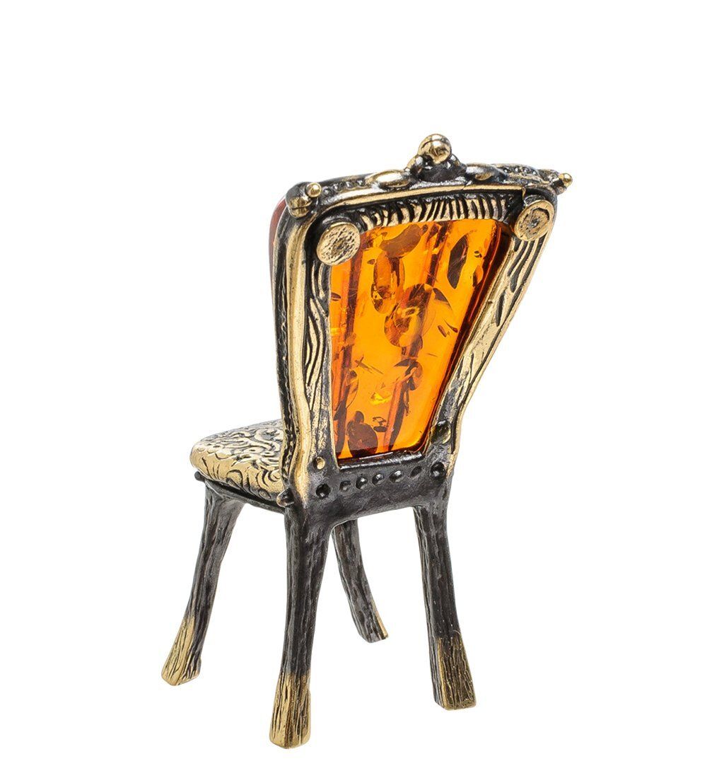 AM-1563 Фигурка «Стул резной» (латунь, янтарь)