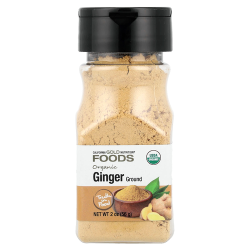California Gold Nutrition, Foods, органический имбирь, молотый, 56 г (2 унции)