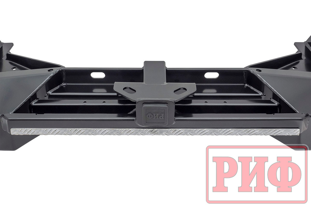 Бампер силовой задний Toyota Land Cruiser 78 2007+ с квадратом под фаркоп и фонарями РИФ