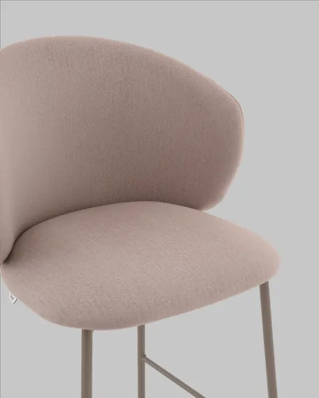Полубарный стул Blaze 60 см, бежевый велюр, бежево-серые ножки