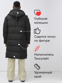 Парка MTFORCE мужская зимняя модная удлиненная спортивная черного цвета 2416_1Ch