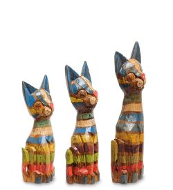 Decor and Gift 99-038 Фигурка «Кошка» н-р из трех 30,25,20 см (албезия, о.Бали)