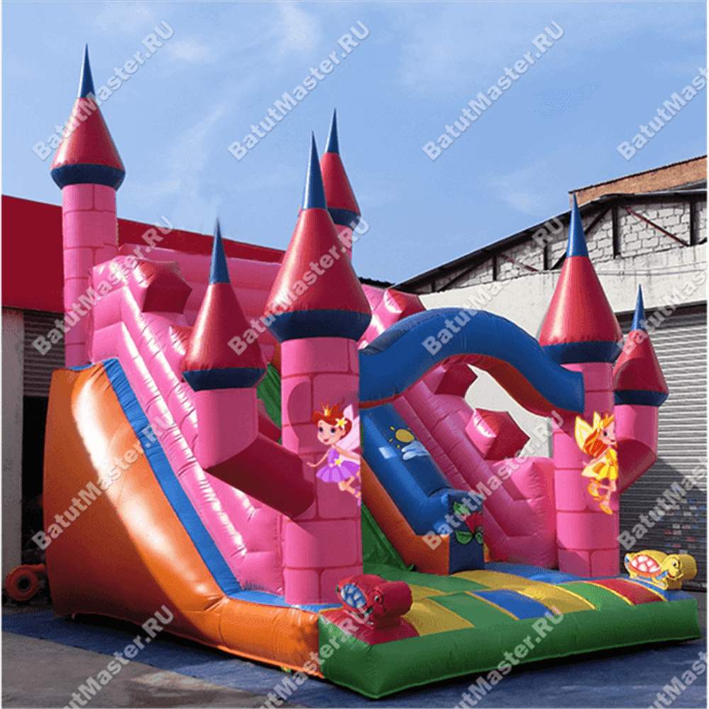 Надувная горка "Розовая крепость"