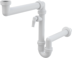 Сифон A872P для мойки экономящий пространство со штуцером и с накидной гайкой 6/4"