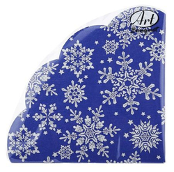 Rondo Салфетка кругл.12шт,3хсл.Серебряные снежики на синем