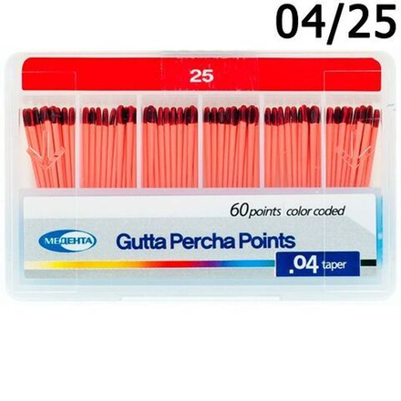 Штифты гуттаперчевые 04 №25, 60 шт (Meta)