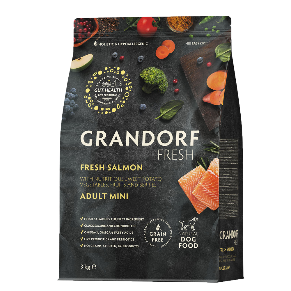GRANDORF FRESH Mini Salmon & Potato Adult - лосось & батат для мини собак от 1 года (Биоразлагаемая упаковка)
