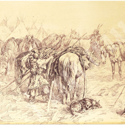 Н/х. Индейцы Сиу. Германия. 1900–1910. Бумага на картоне, тушь.