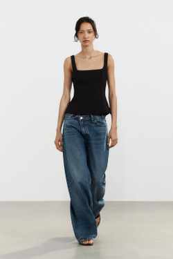 ZARA ТОП С БАНТОМ СЗАДИ, ЧЕРНЫЙ