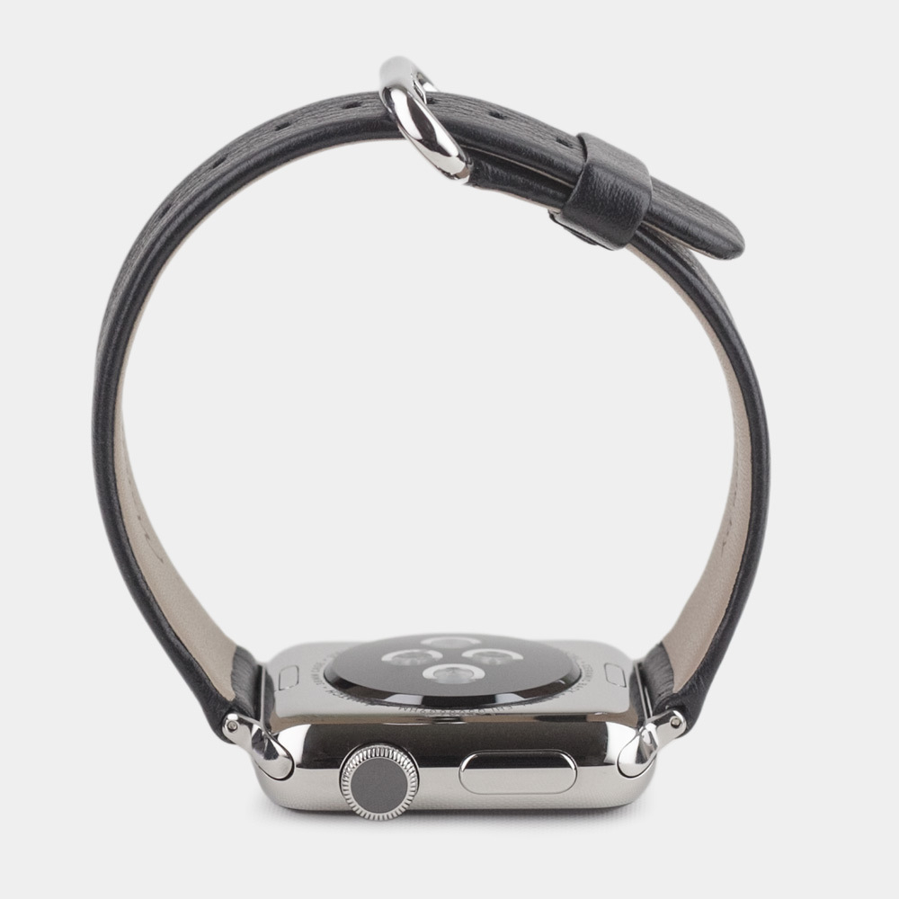 Ремешок для Apple Watch 44/45/46 mm из кожи теленка, черного цвета