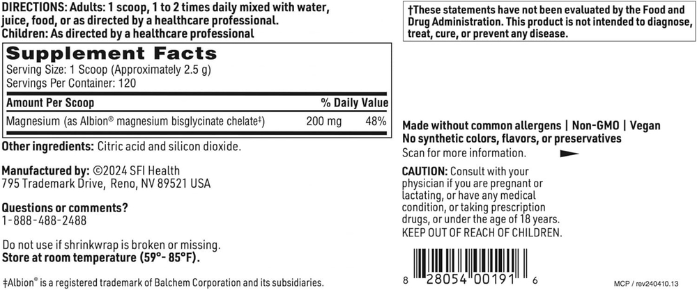 SFI/Klaire Labs - Magnesium Glycinate Powder - 300 gr