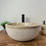 Раковина из мрамора Bowl Cream Dotted BM-66094 40х40х17 из натурального камня