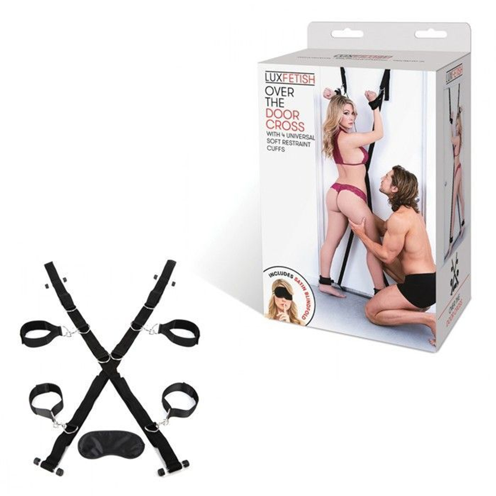 Набор для фиксации у двери Lux Fetish, чёрный текстиль