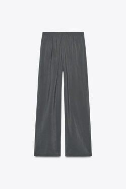 ZARA БРЮКИ-ПАЛАЦЦО ИЗ СТРУЯЩЕЙСЯ ТКАНИ, СИНИЙ МЕЛАНЖ