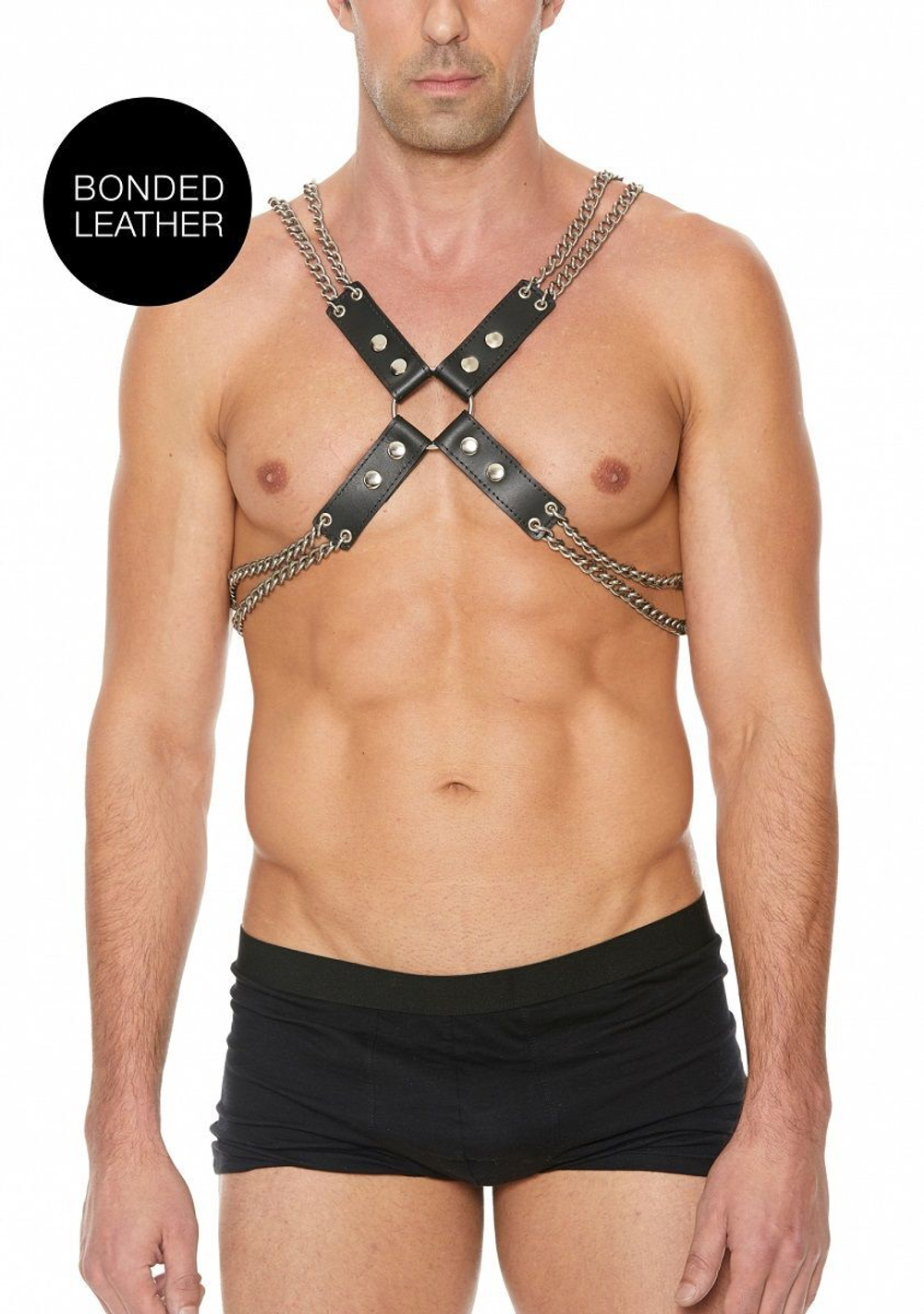 Черная мужская портупея Chain And Chain Harness (Цвет: черный)