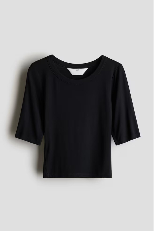 H&M Трикотажный топ, черный