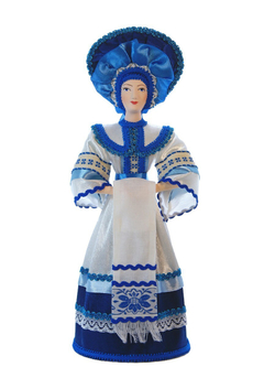 Кукла коллекционная фарфоровая Хозяюшка русском костюме в стиле Гжель