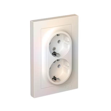 Розетка 2-м СП AtlasDesign 16А IP20 с заземл. в сборе жемчуж. SE ATN000424