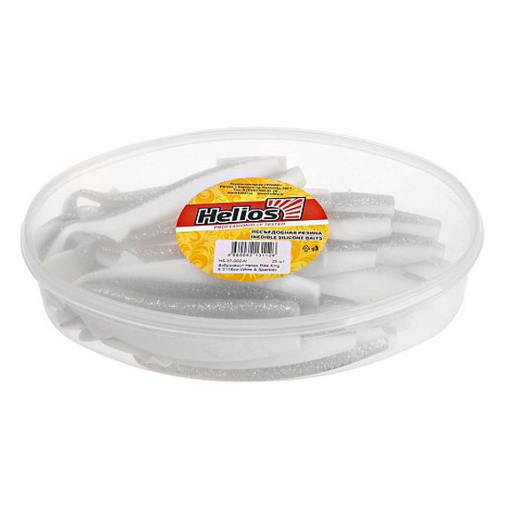 Виброхвост несъедоб. Pike King 6.3&#39;/16 см White &amp; Sparkles 25шт. (HS-37-002-N) Helios