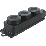 Розетка переносная 3-местная c/з STEKKER, RST16-23-44, штепсельная 250В, 16А, IP44, черный 32739