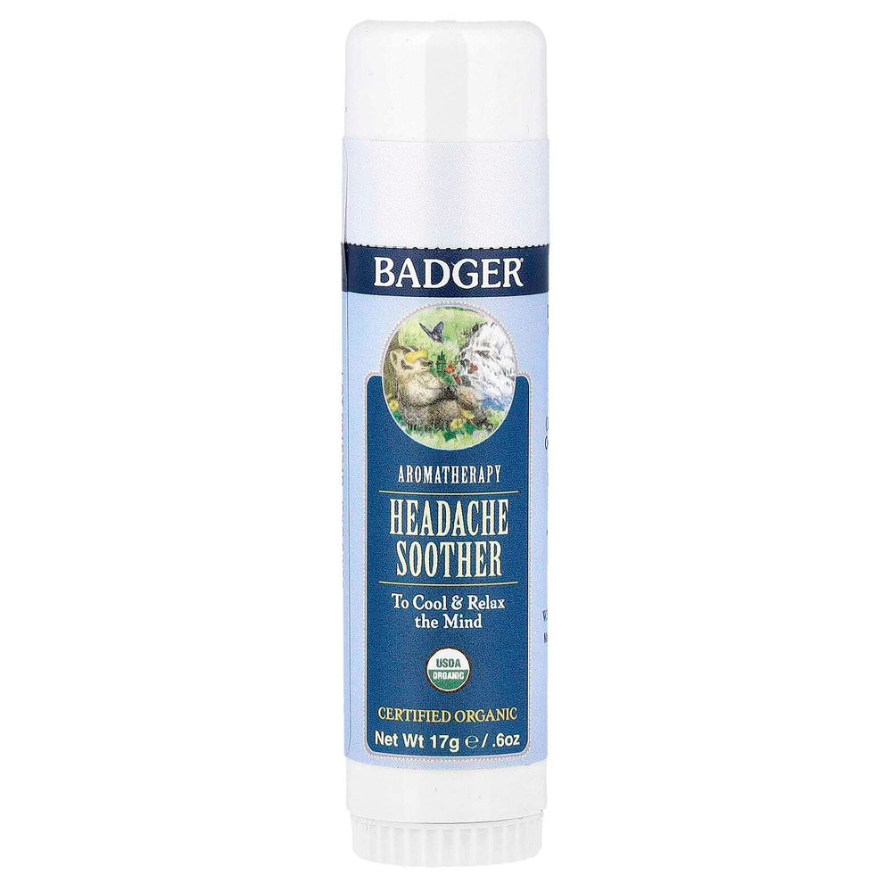 Badger, Aromatherapy, успокаивающее средство от головной боли, перечная мята и лаванда, 17 г (0,60 унции)