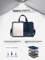 Сумка для ноутбука 15,6" и 17" с ремнем на плечо и 3 отделениями (Лакированный синий)