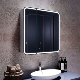 Зеркало-шкаф Бомонд, 80х80 см (сенсорный выключатель, белый корпус)