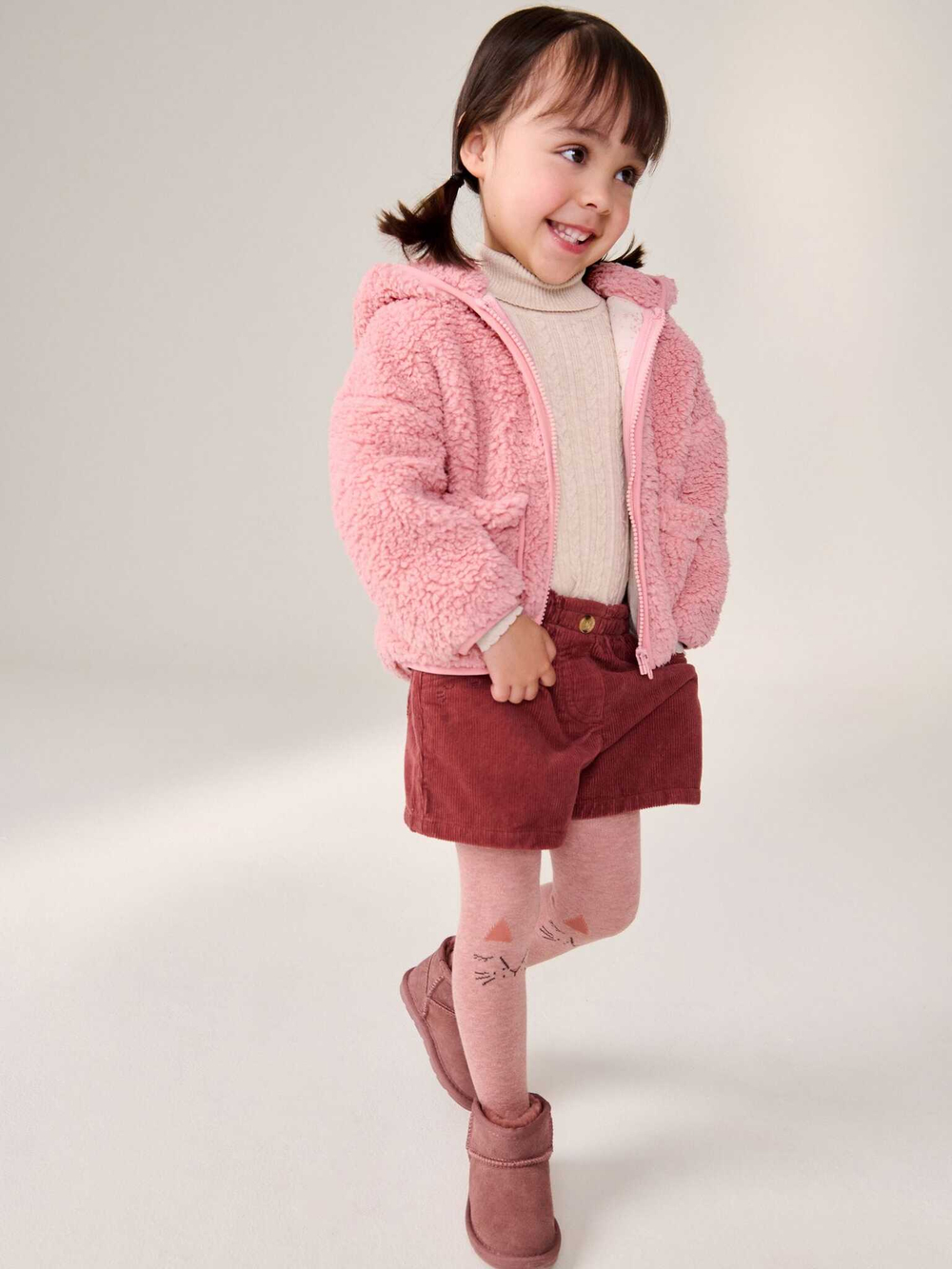 Куртка флисовая с капюшоном на молнии для девочки Next 378-049, Розовый