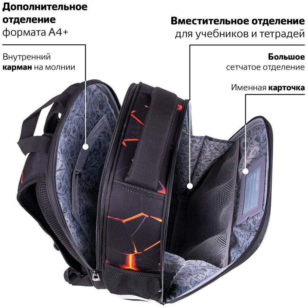 Ранец BRAUBERG FIT, 2 отделения, "Keep out", 38х27х14 см, 270617