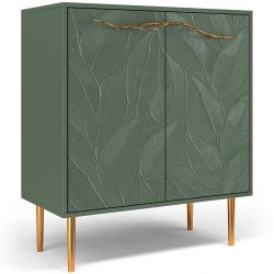 Комод Арт Колор leaves Стайл Голд с 2 полками Зеленый нефрит