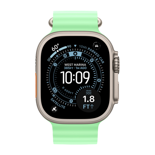 Умные часы Apple Watch Ultra 3 (2025) GPS + Cellular, 49mm, Natural Titanium Case with Neon Green Ocean Band