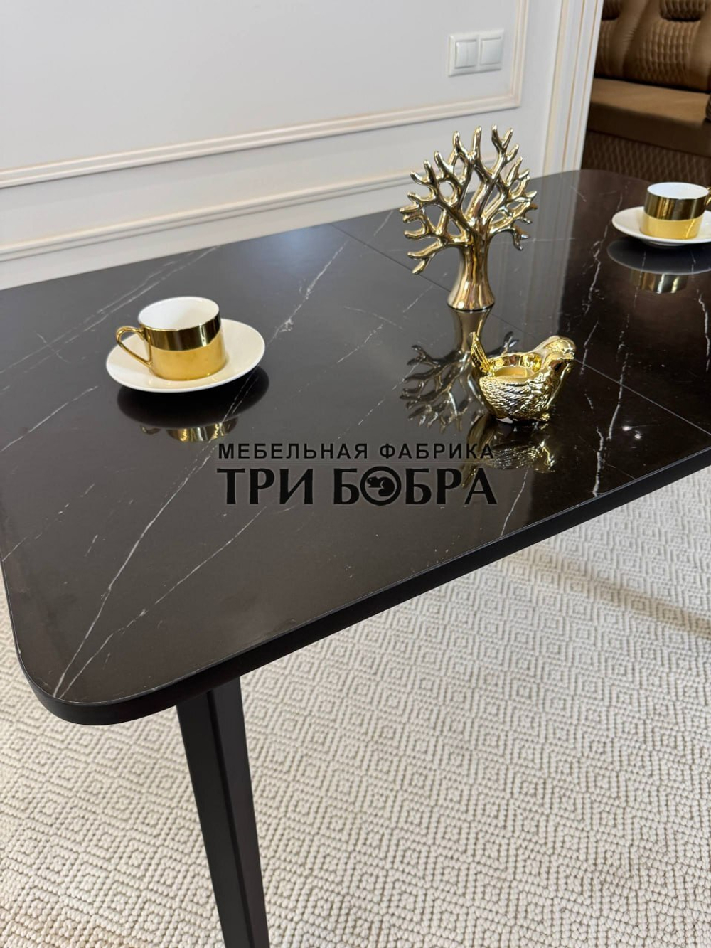 Кухонный раздвижной стол "Модерн", черный мрамор