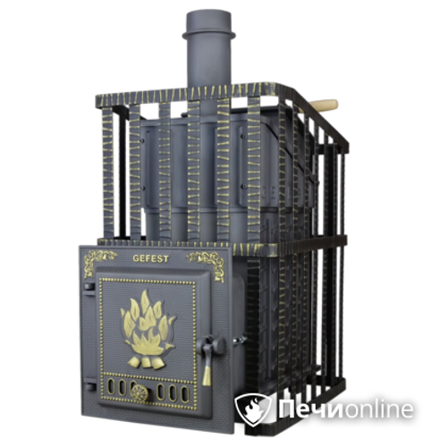 Печь для бани Гефест ЗК Ураган-18 дверца без стекла сетка-каменка