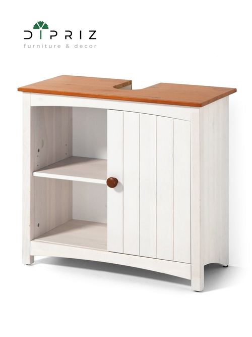 Тумба под раковину Паула для ванной из массива сосны, белый/черри