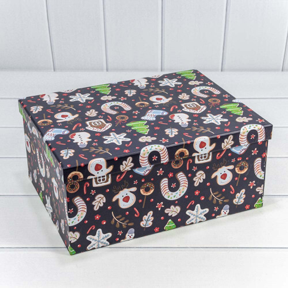 Коробка 34 х 26 х 15.3 см Набор 10 шт "Новый год" (Черный)