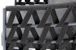 "Диего" кресло плетеное из роупа, каркас алюминий темно-серый (RAL7024) муар, роуп темно-серый круглый, ткань темно-серая 027