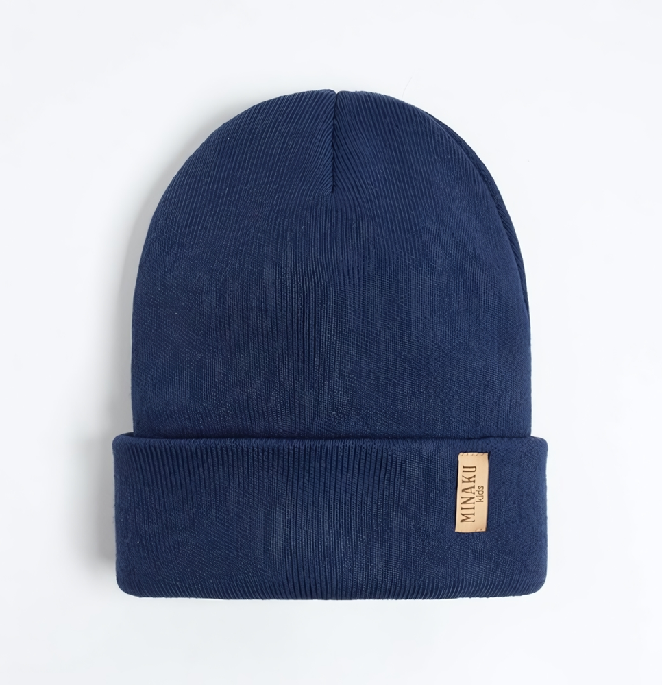 Шапка для девочек с отворотом р-р 52-56, синий 7882398 (MINAKU) Шапка для девочек с отворотом р-р 52-56, синий 7882398 (MINAKU)