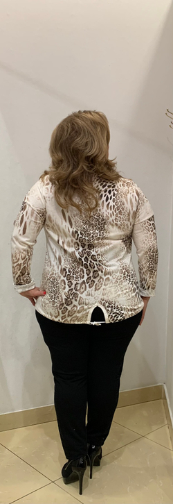 Блузон с серебристой надписью и леопардовым принтом