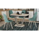 Стол кухонный обеденный раздвижной Серый Софт/Стекло Матовое Серое, Дели Тип 2, 120х80х77 см