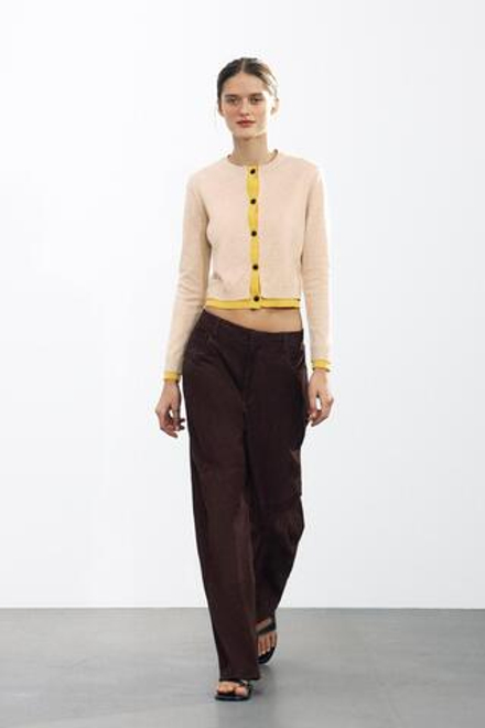 ZARA ВЯЗАНЫЙ КАРДИГАН, БЕЖЕВЫЙ