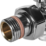 Клапан термостатический угловой STOUT Design - 1/2" (ВР/НР-американка, PN10, Tmax 120°C, EPTF уплотнение, цвет хром)