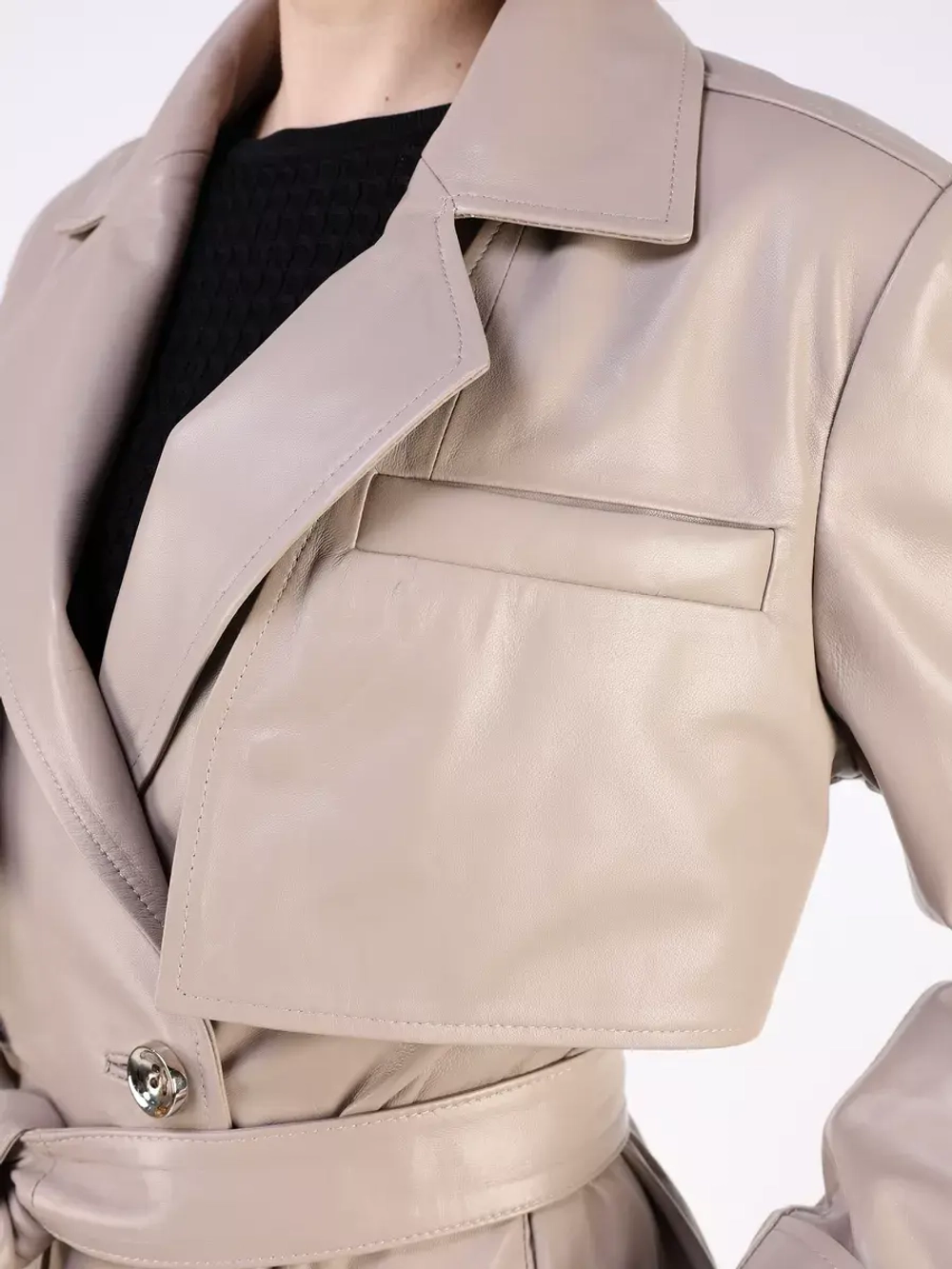 Кожаная куртка осень Турция тренч короткий