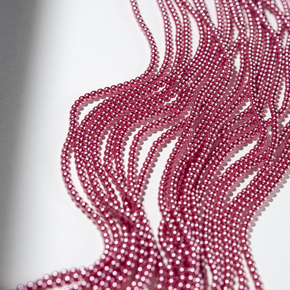 Хрустальный жемчуг, оттенок "Metalic Pink", шар 3,1мм, улучшенное покрытие