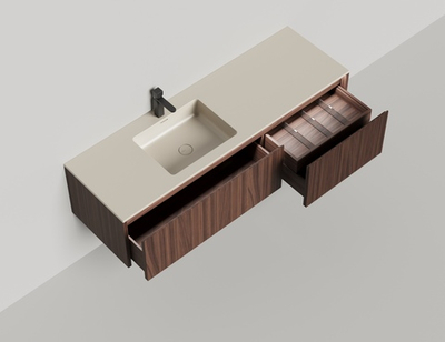 Подвесная тумба со столешницей Salini Domino 160x50 шпон Onda Plus 27D216ON