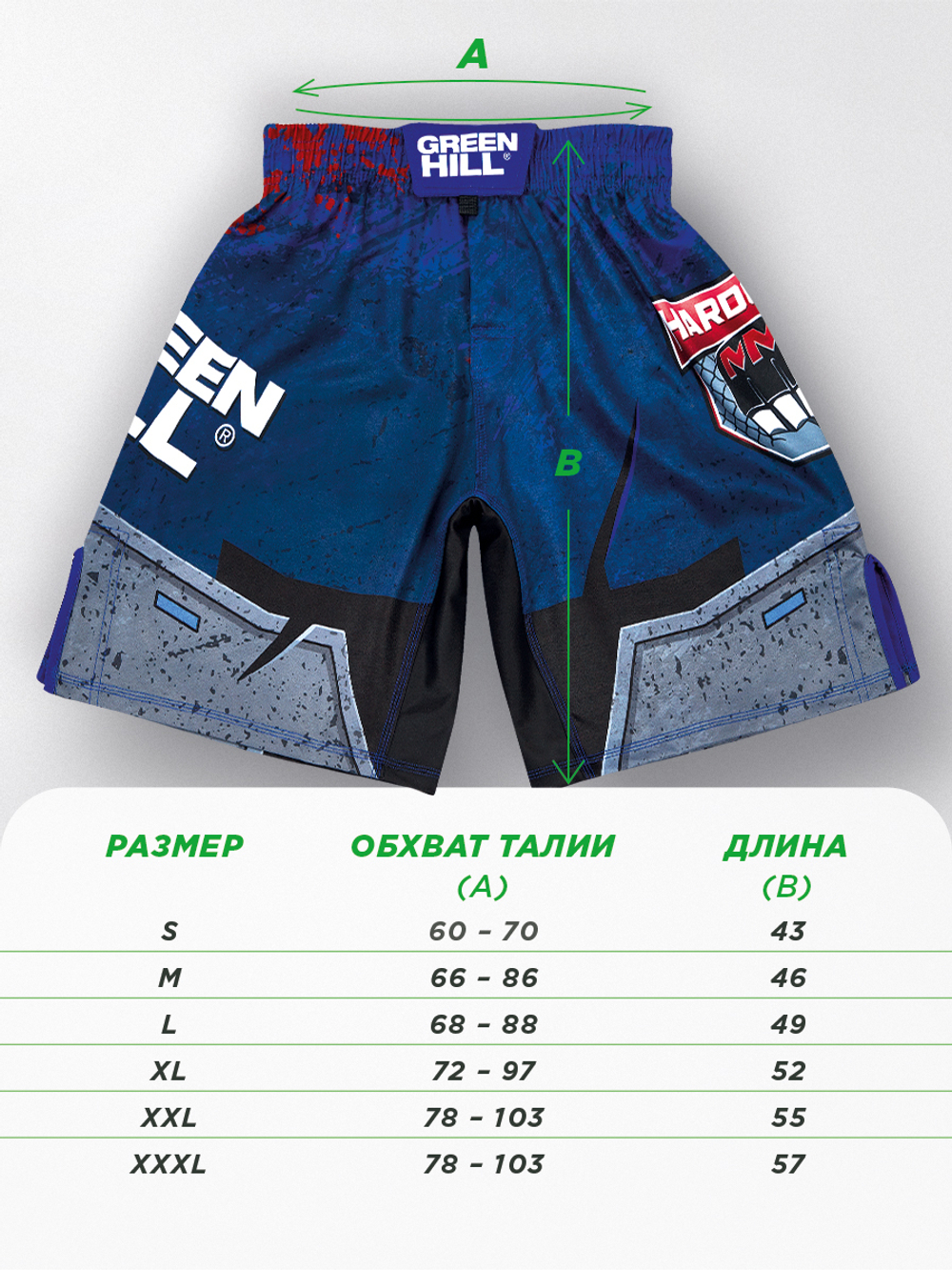 MMI-10568 Шорты HARDCORE MMA синие