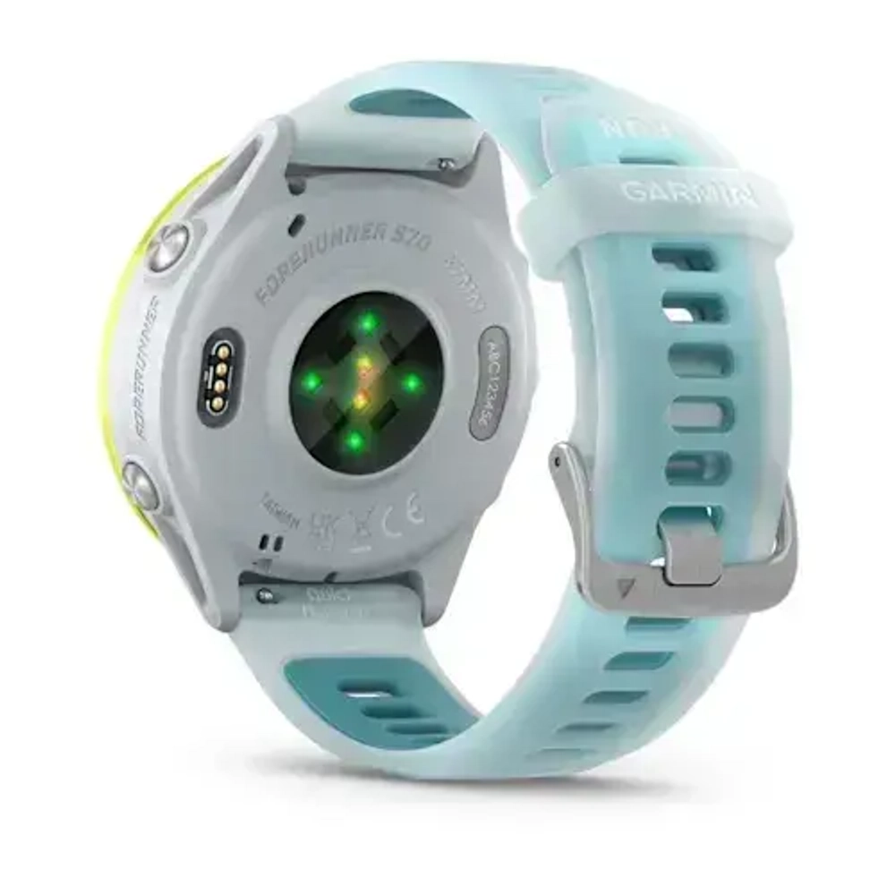 Умные часы Garmin Forerunner 570 - 47 мм Желтый алюминий с полупрозрачным белым/бирюзовым ремешком